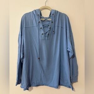 Aerie Blue Lace-Up Hoodie
